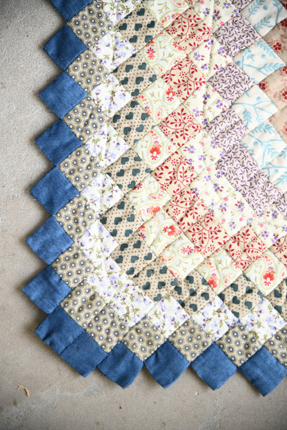 Handmade Diamond Patchwork Quilt with Sawtooth Border