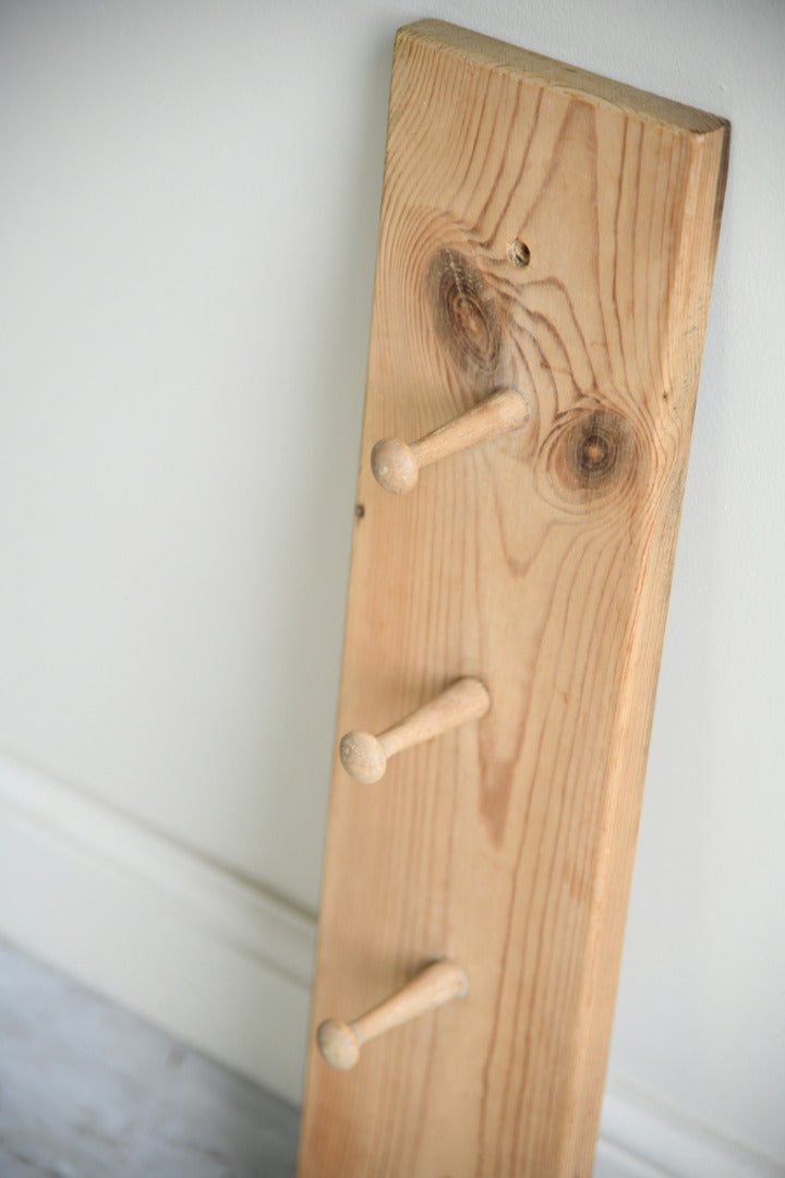 Pair of Vintage Pine Wall Mounted Coat Pegs