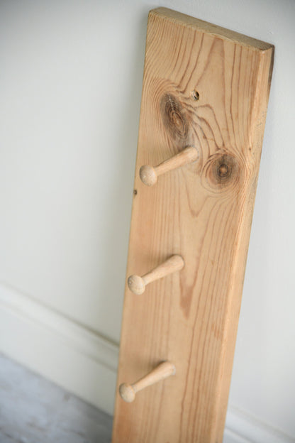 Pair of Vintage Pine Wall Mounted Coat Pegs