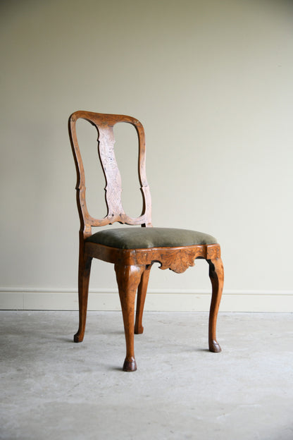 Antique Dutch Marquetry Inlaid Walnut Side Chair
