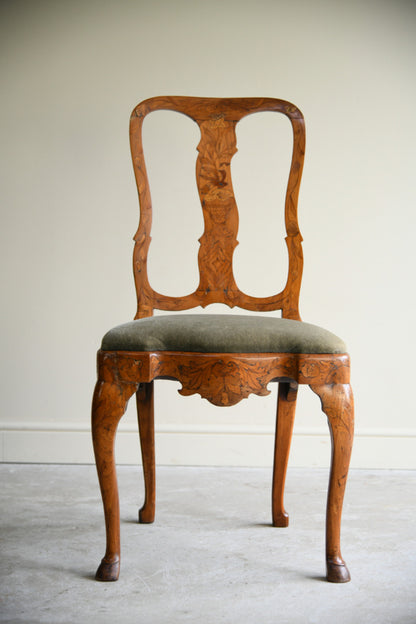 Antique Dutch Marquetry Inlaid Walnut Side Chair