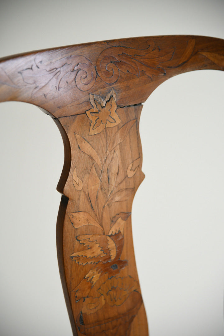 Antique Dutch Marquetry Inlaid Walnut Side Chair