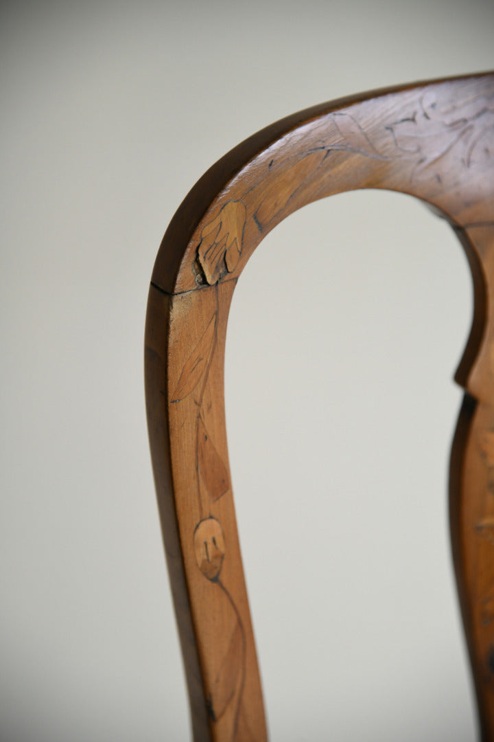Antique Dutch Marquetry Inlaid Walnut Side Chair