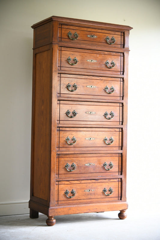 Antique Pitch Pine Chest Of Drawers