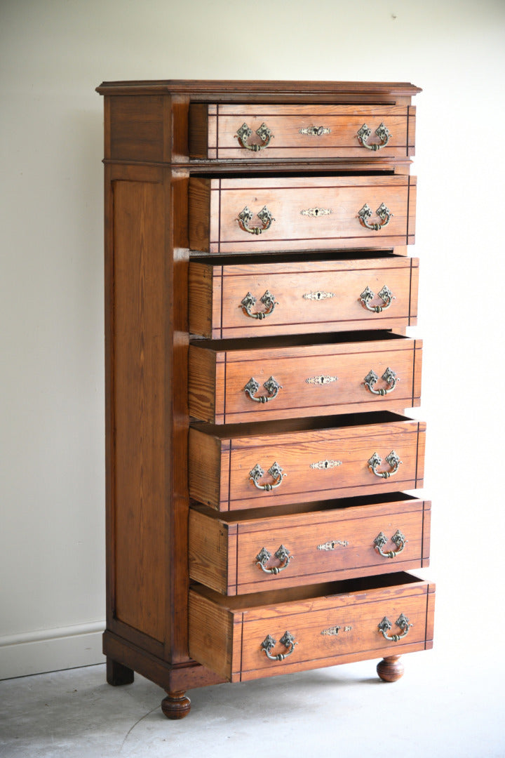 Antique Pitch Pine Chest Of Drawers