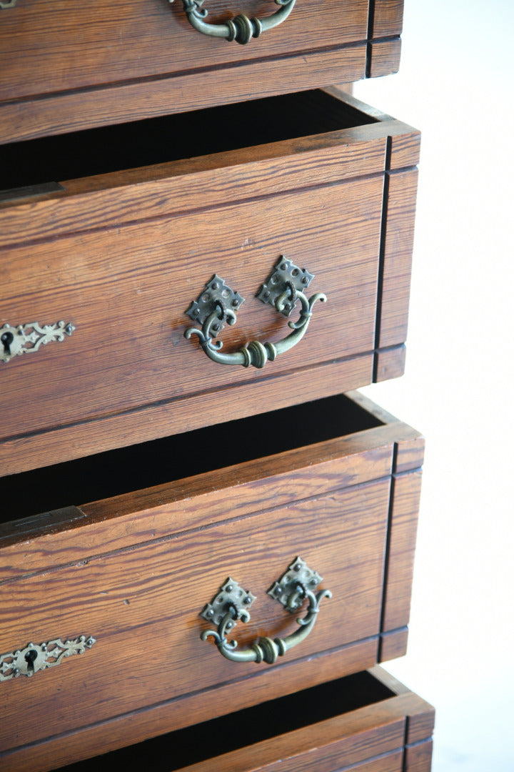 Antique Pitch Pine Chest Of Drawers