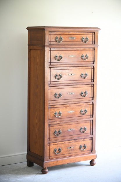 Antique Pitch Pine Chest Of Drawers