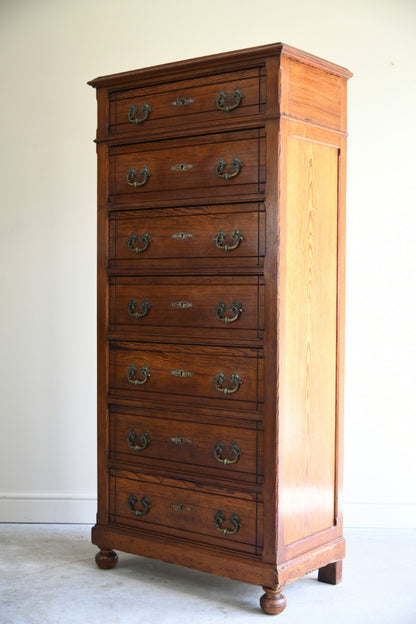 Antique Pitch Pine Chest Of Drawers