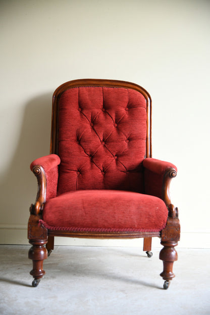 Victorian Button Back Mahogany Armchair