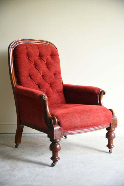 Victorian Button Back Mahogany Armchair