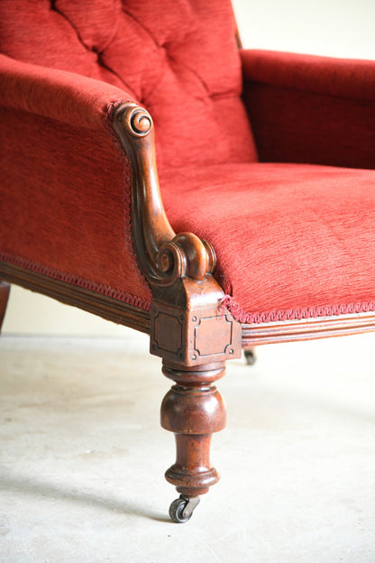 Victorian Button Back Mahogany Armchair