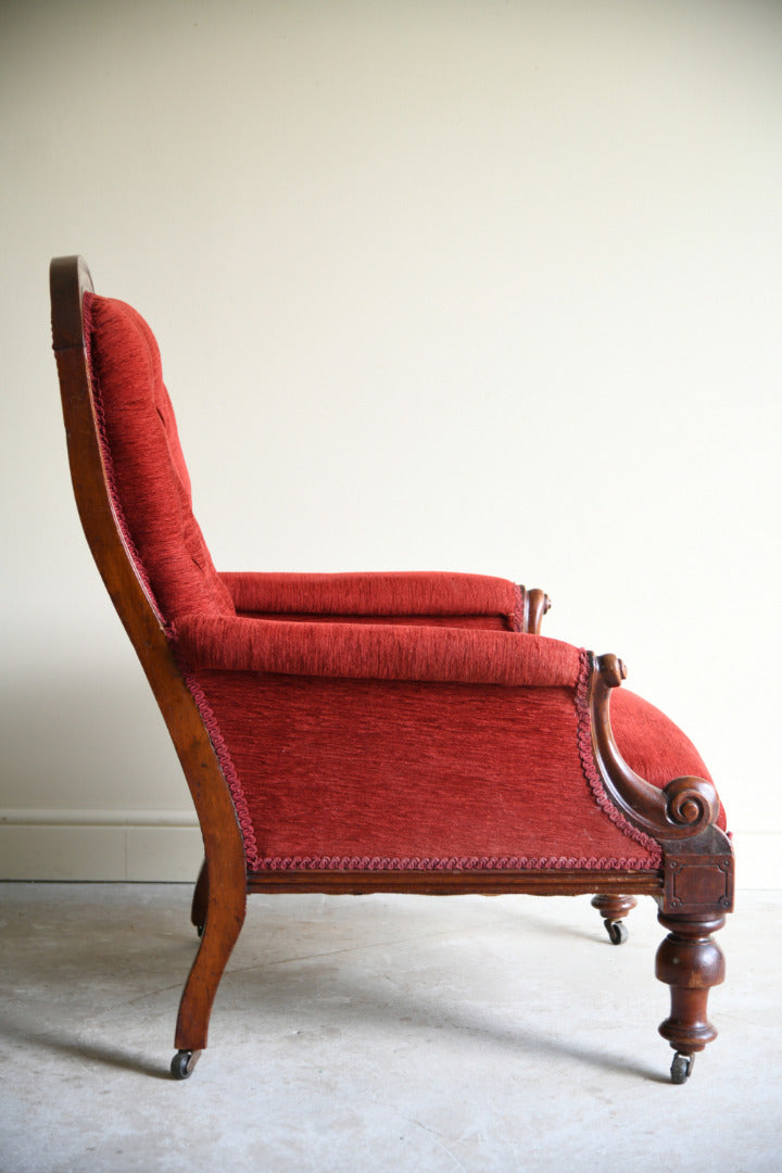 Victorian Button Back Mahogany Armchair