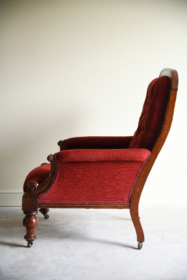 Victorian Button Back Mahogany Armchair
