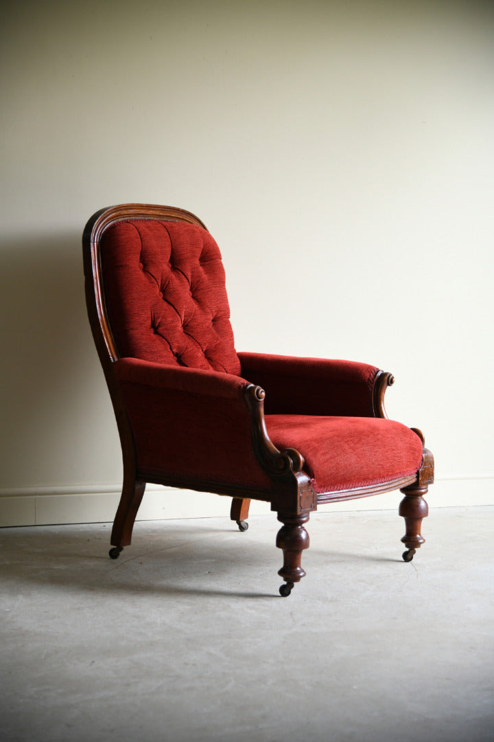 Victorian Button Back Mahogany Armchair