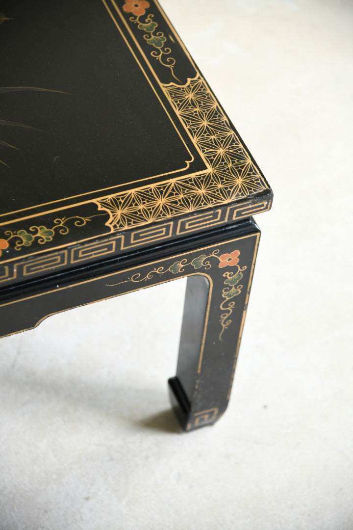 Large Oriental Black Lacquer Square Coffee Table