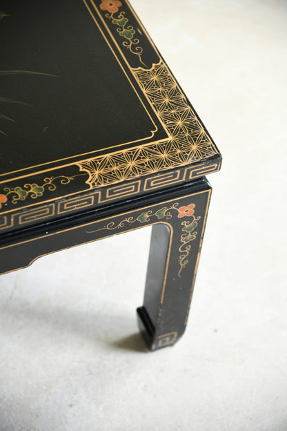 Large Oriental Black Lacquer Square Coffee Table