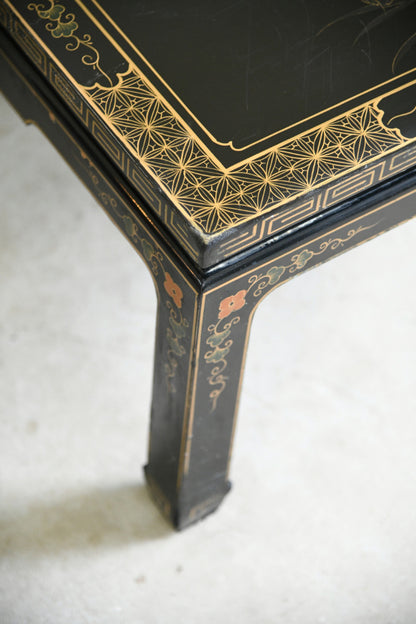Large Oriental Black Lacquer Square Coffee Table