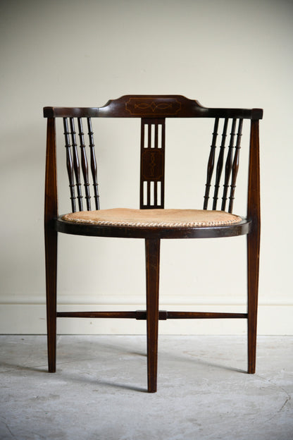 Edwardian Inlaid Mahogany Corner Chair