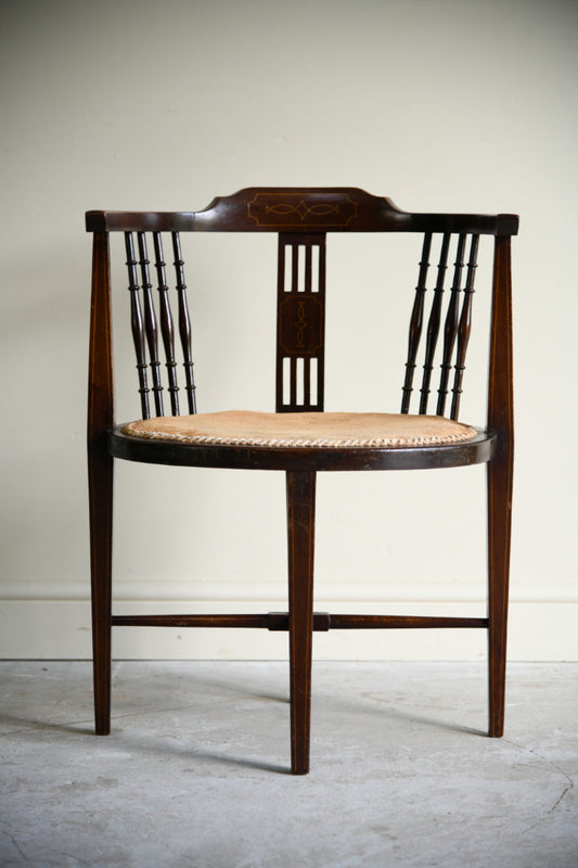 Edwardian Inlaid Mahogany Corner Chair