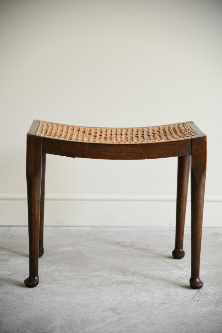 Edwardian Mahogany Stool with Cane Seat