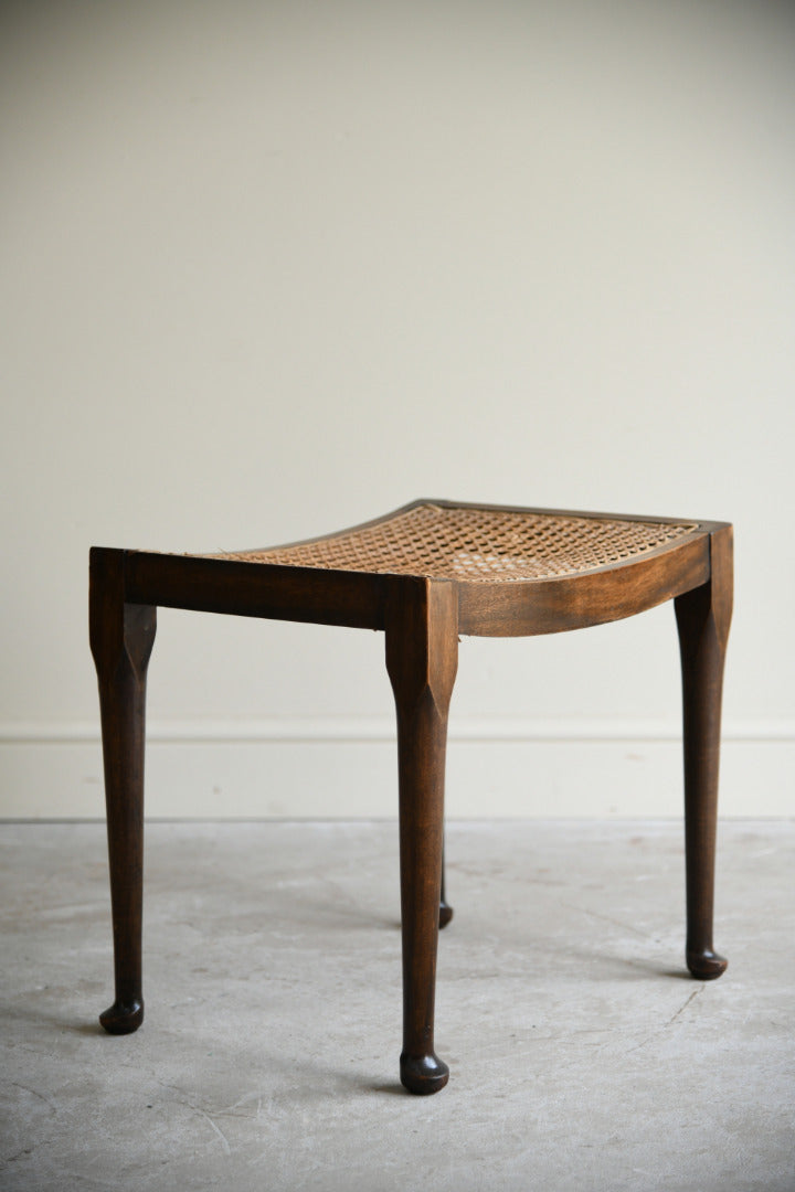 Edwardian Mahogany Stool with Cane Seat