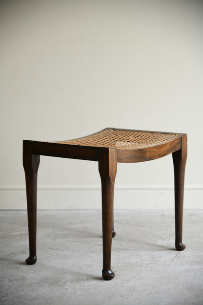 Edwardian Mahogany Stool with Cane Seat