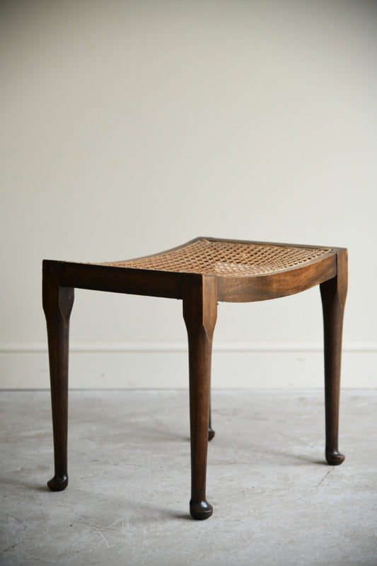 Edwardian Mahogany Stool with Cane Seat