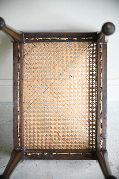 Edwardian Mahogany Stool with Cane Seat
