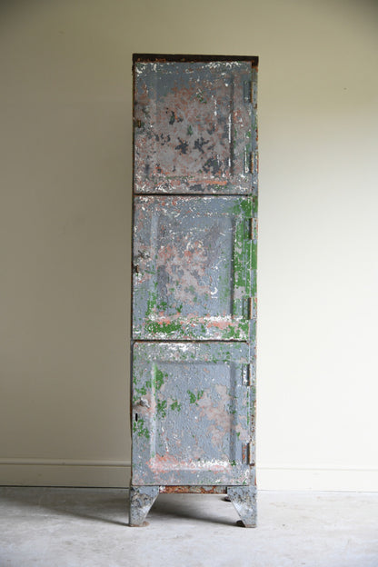 Vintage Industrial Triple Locker Cabinet