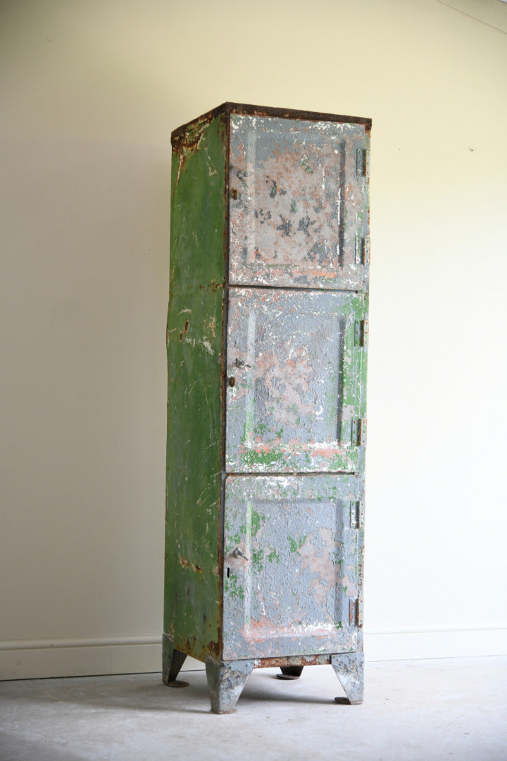 Vintage Industrial Triple Locker Cabinet