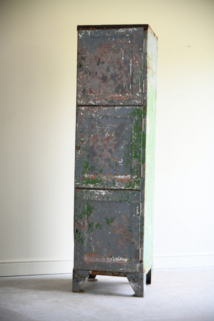 Vintage Industrial Triple Locker Cabinet
