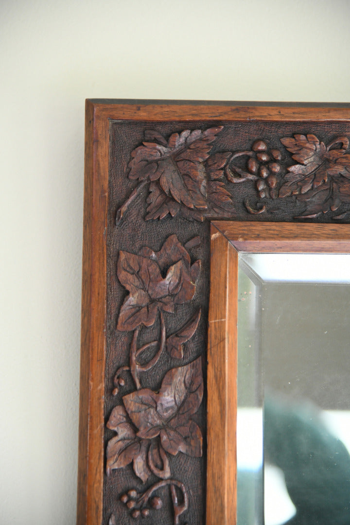 Arts & Crafts Carved Oak Wall Mirror