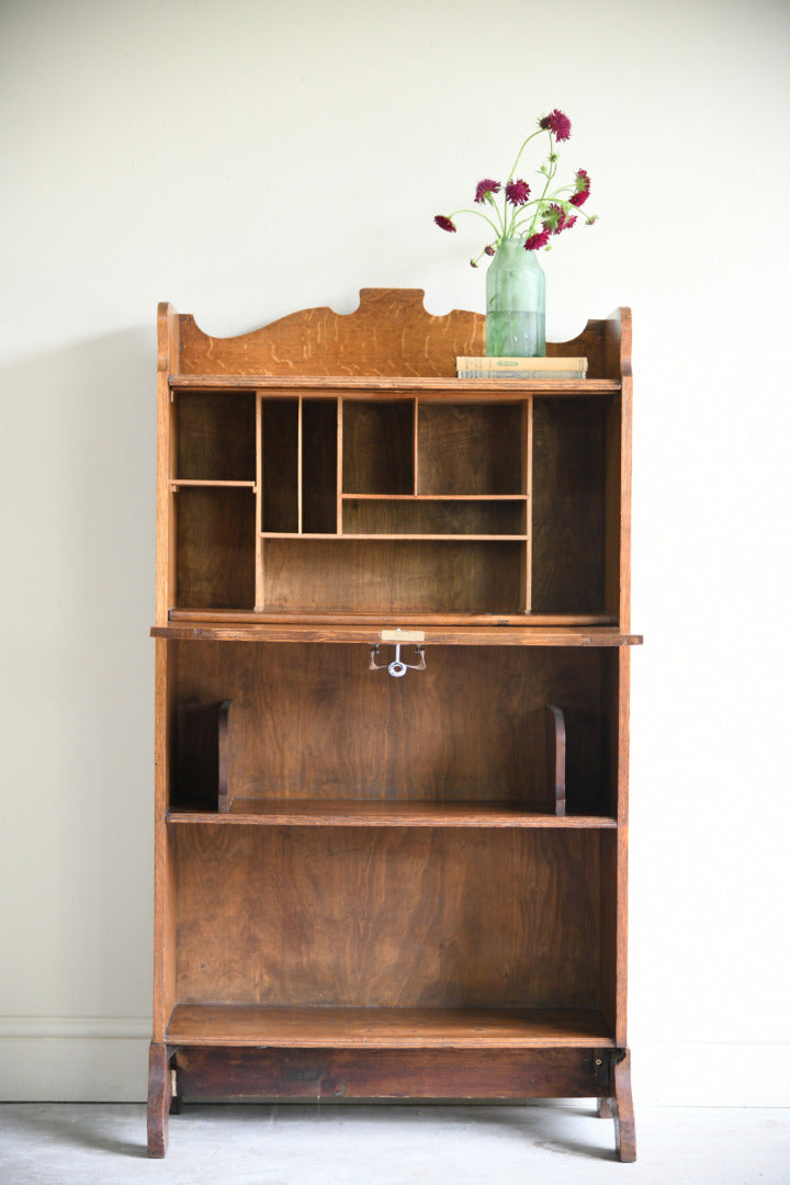 Art Nouveau Oak Students Bureau Bookcase