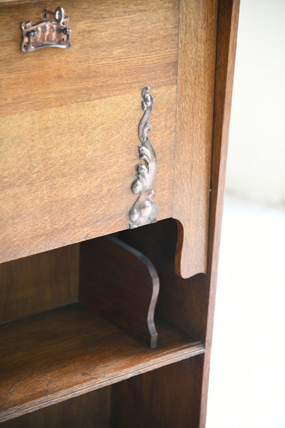 Art Nouveau Oak Students Bureau Bookcase