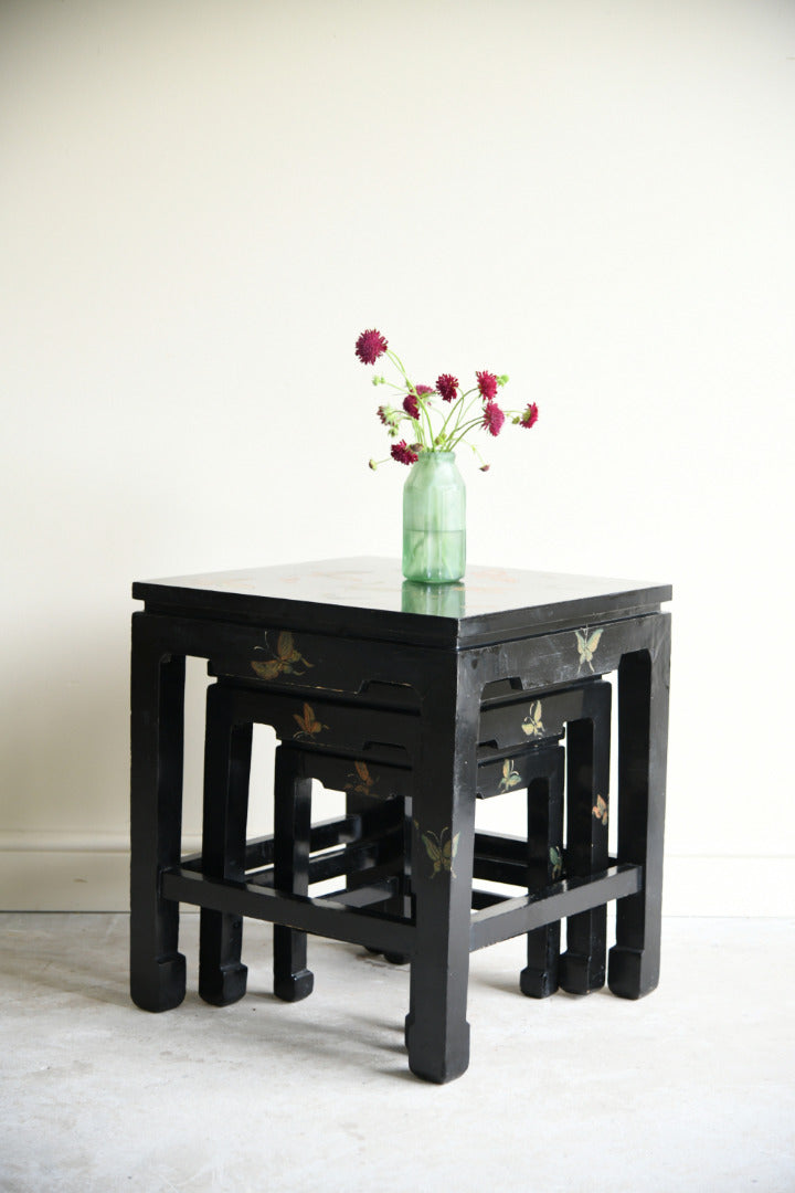 Chinese Black Lacquer Nest of Three Tables