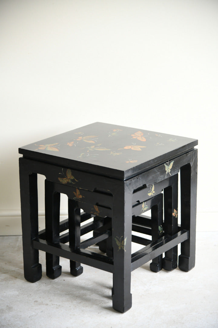 Chinese Black Lacquer Nest of Three Tables