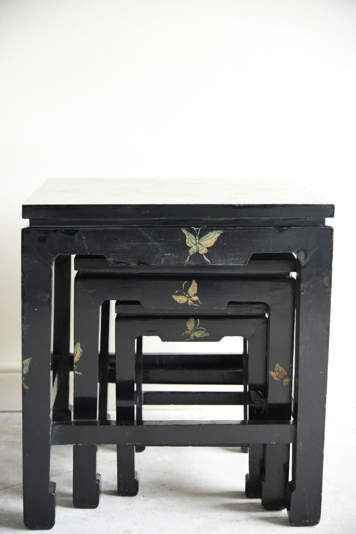 Chinese Black Lacquer Nest of Three Tables