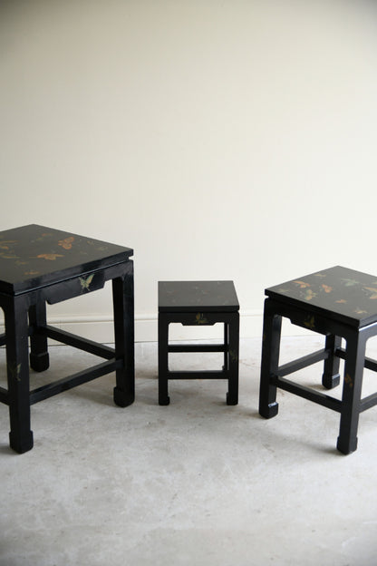 Chinese Black Lacquer Nest of Three Tables