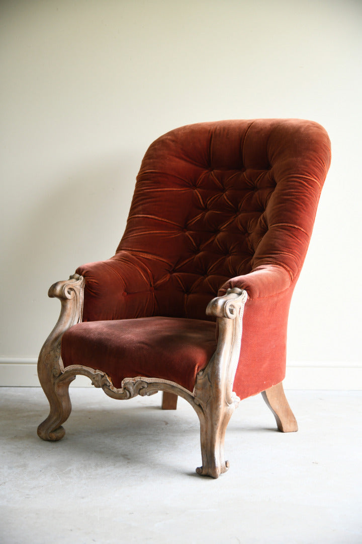 Antique Victorian Button Back Armchair