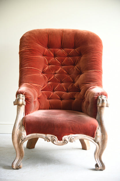 Antique Victorian Button Back Armchair