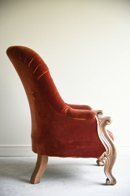 Antique Victorian Button Back Armchair