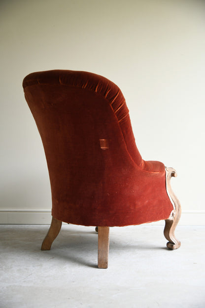 Antique Victorian Button Back Armchair