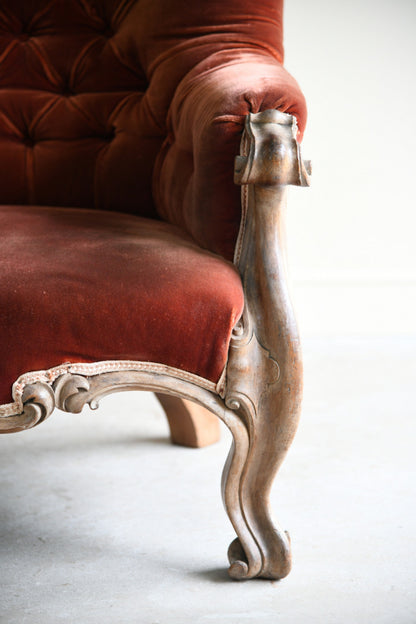 Antique Victorian Button Back Armchair