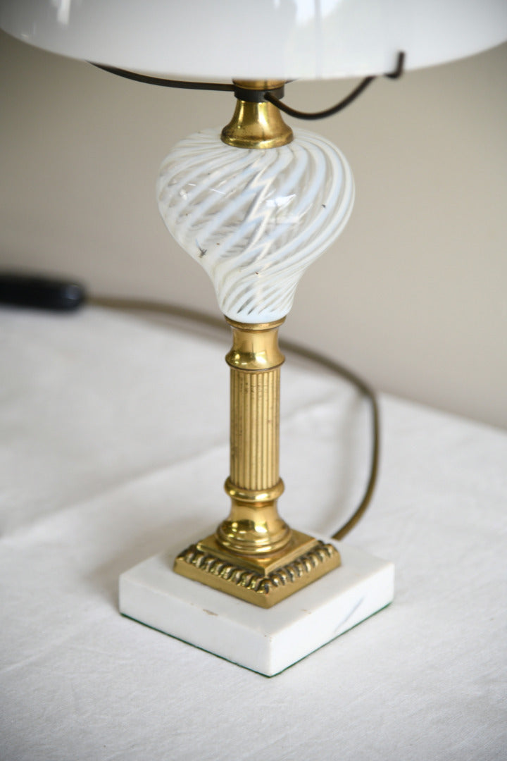 Pair of Early 20th Century Lamps with Opaline Glass Shades