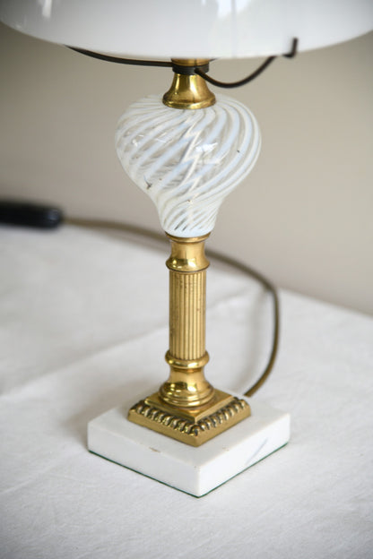 Pair of Early 20th Century Lamps with Opaline Glass Shades