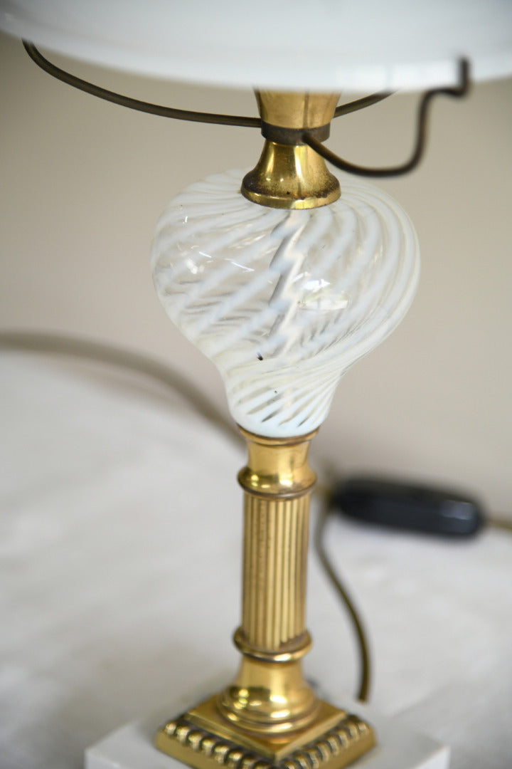 Pair of Early 20th Century Lamps with Opaline Glass Shades