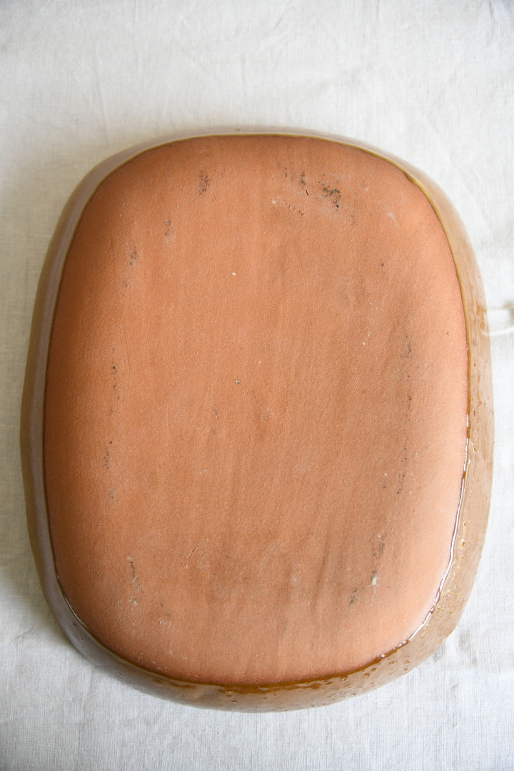 Large Studio Pottery Slipware Dish with Owl Decoration