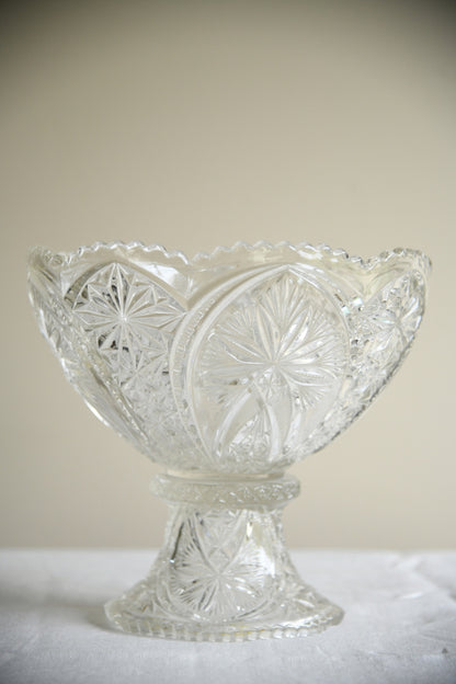 Large Pressed Glass Pedestal Centre Bowl