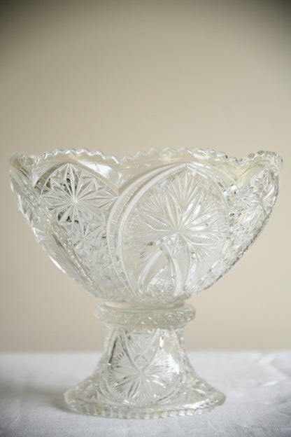 Large Pressed Glass Pedestal Centre Bowl