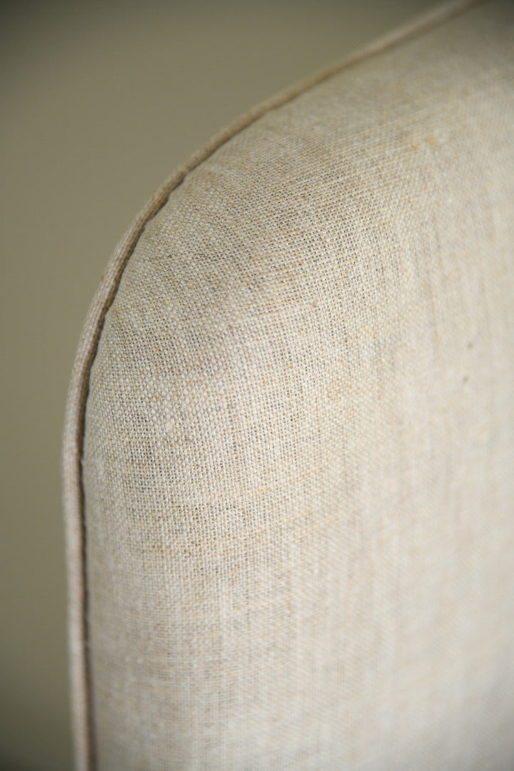 Antique Linen Upholstered Wing Back Armchair